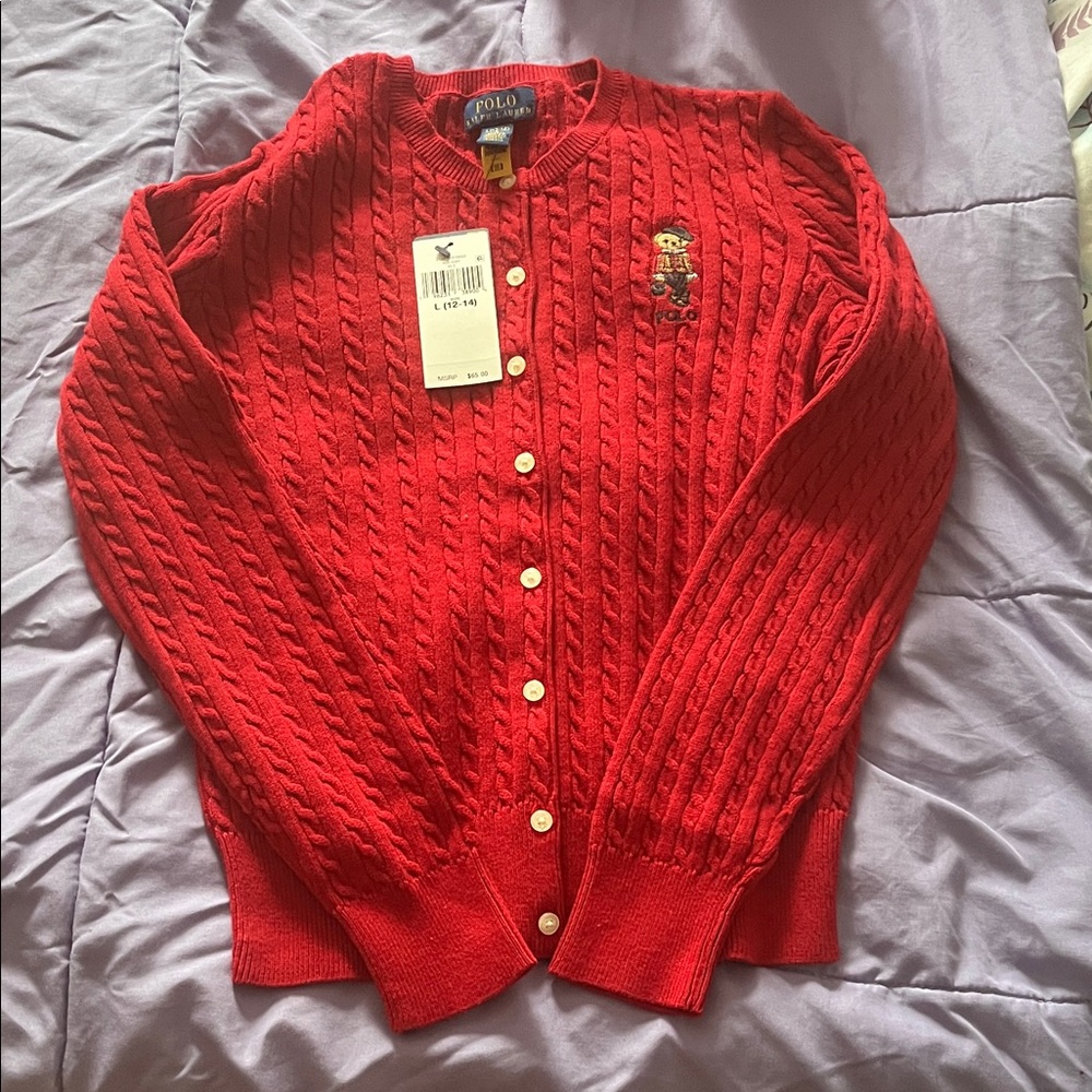 Polo by Ralph Lauren Kids Red Cable Knit Cardigan
